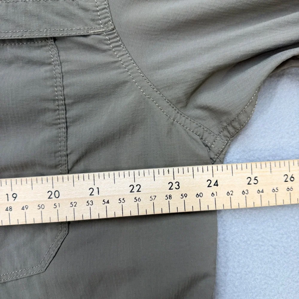 The North Face Mens XL Long Sleeve Hiking Shirt Olive Ripstop Nylon Button Down